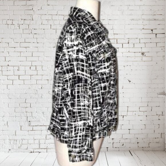 Saint Tropez West Plus Size Women's Linen Jacket Black & White - Picture 2 of 5